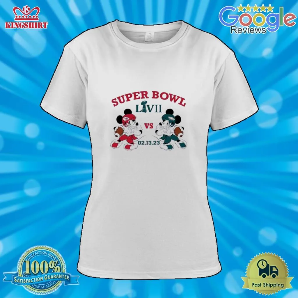 Mickey Mouse Eagles Vs Chiefs Super Bowl 2023 Shirt Size up S to 4XL