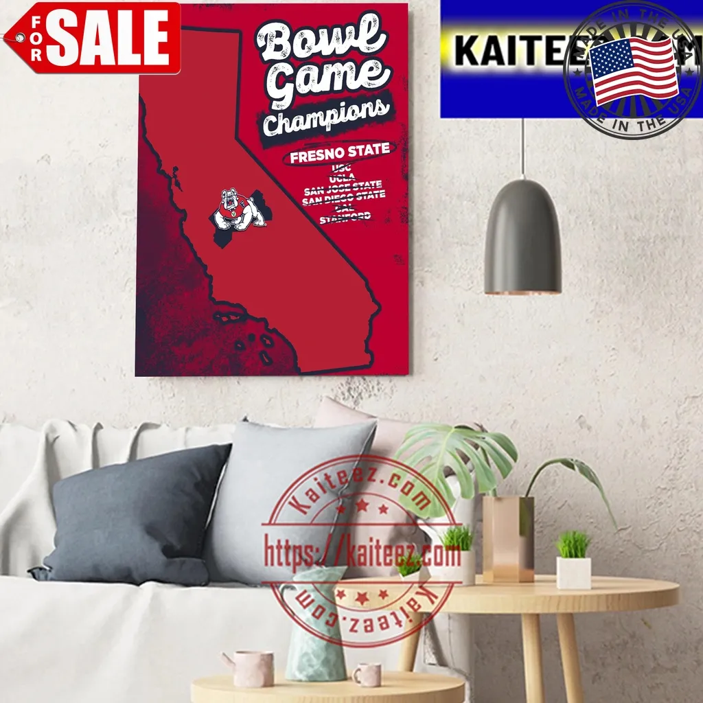 Vintage Fresno State Football Is Jimmy Kimmel La Bowl Game Champions Art Decor Poster Size up S to 4XL