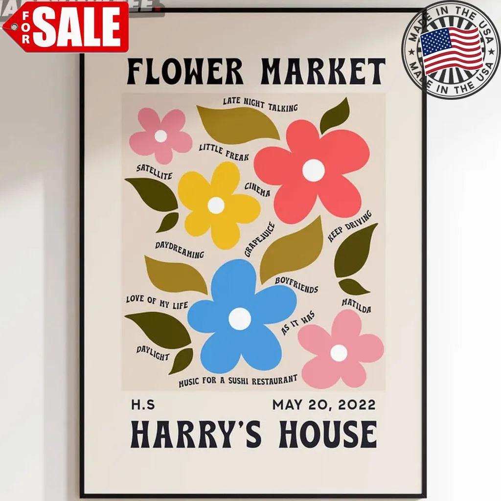 Harry's House Album Tracklist Floral Poster
