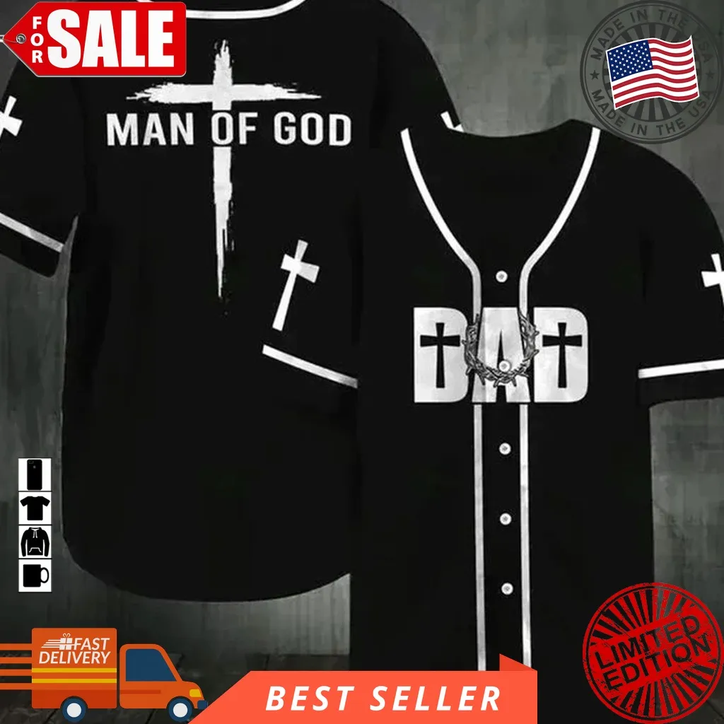 Best Jesus, Dad Is Man Of God Gift For Lover Baseball Jersey Shirt