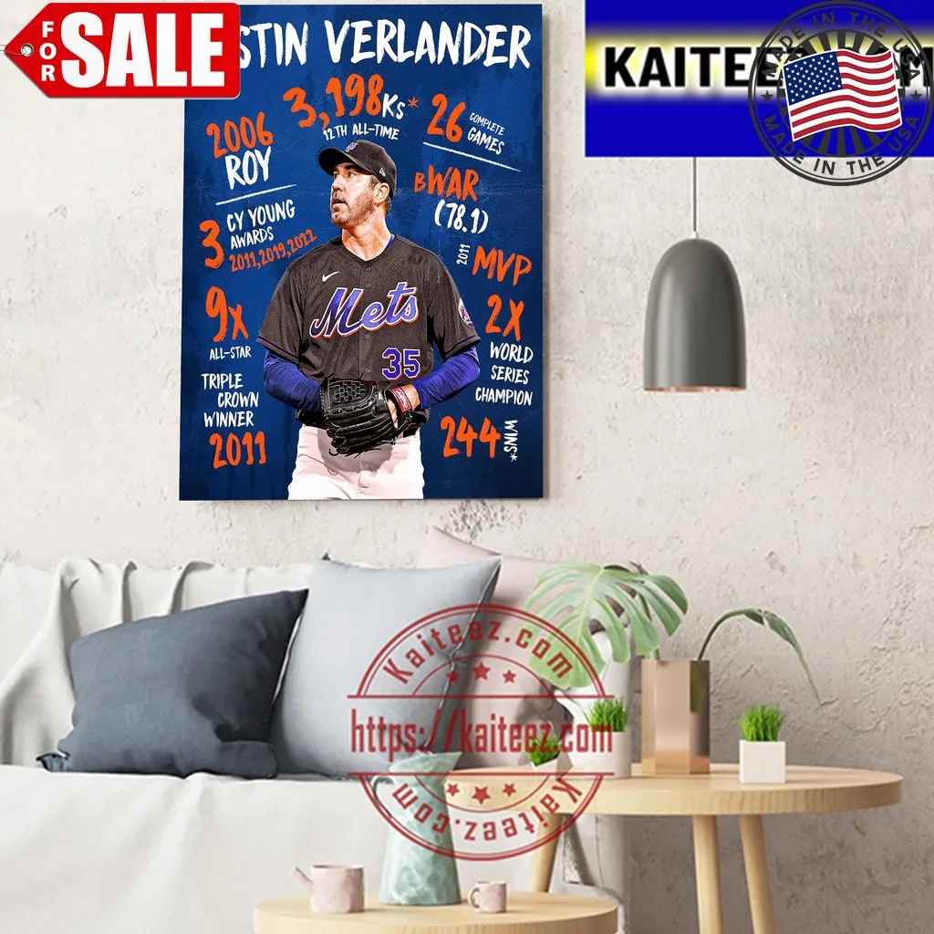 Justin Verlander All Titles In The Career Mlb And New York Mets Art Decor Poster