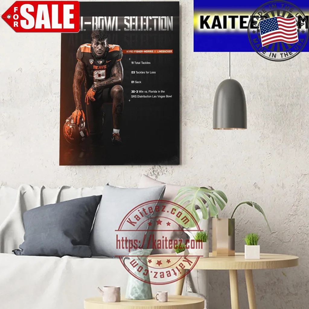 Kyrei Fisher Morris All Bowl Selection With Oregon State Football Art Decor Poster