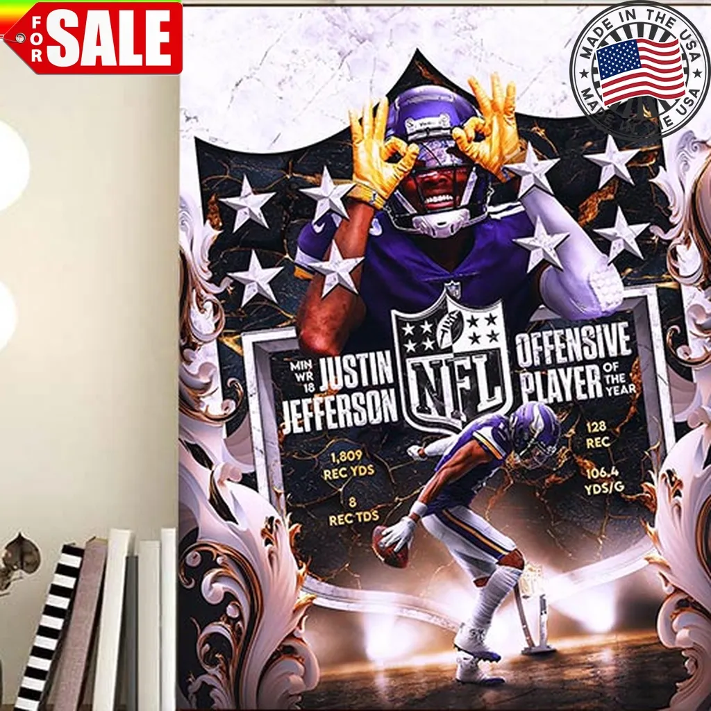 Minnesota Vikings Wr Justin Jefferson Is The 2022   2023 Nfl Offensive Player Of The Year Home Decor Poster