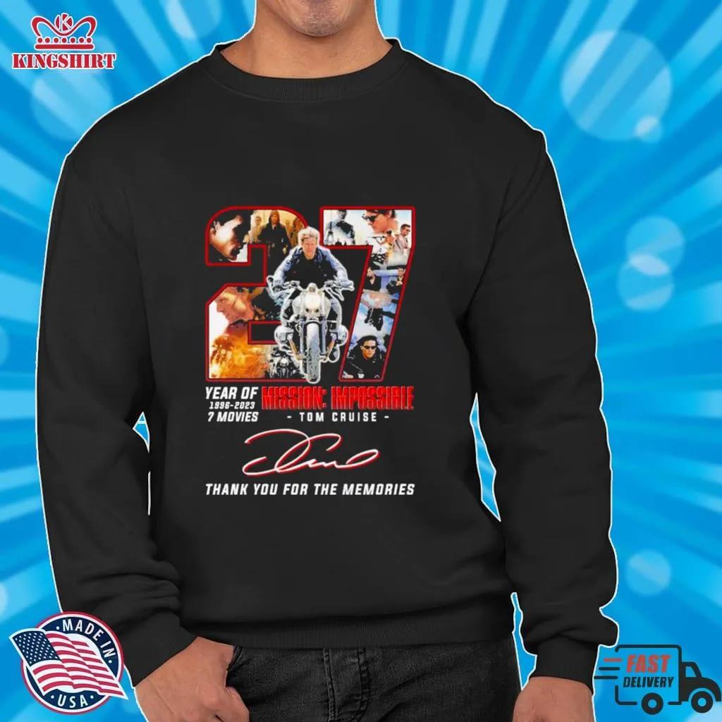 27 Year Of 1996 2023 7 Movies Mission Impossible Thank You For The Memories Signatures Shirt