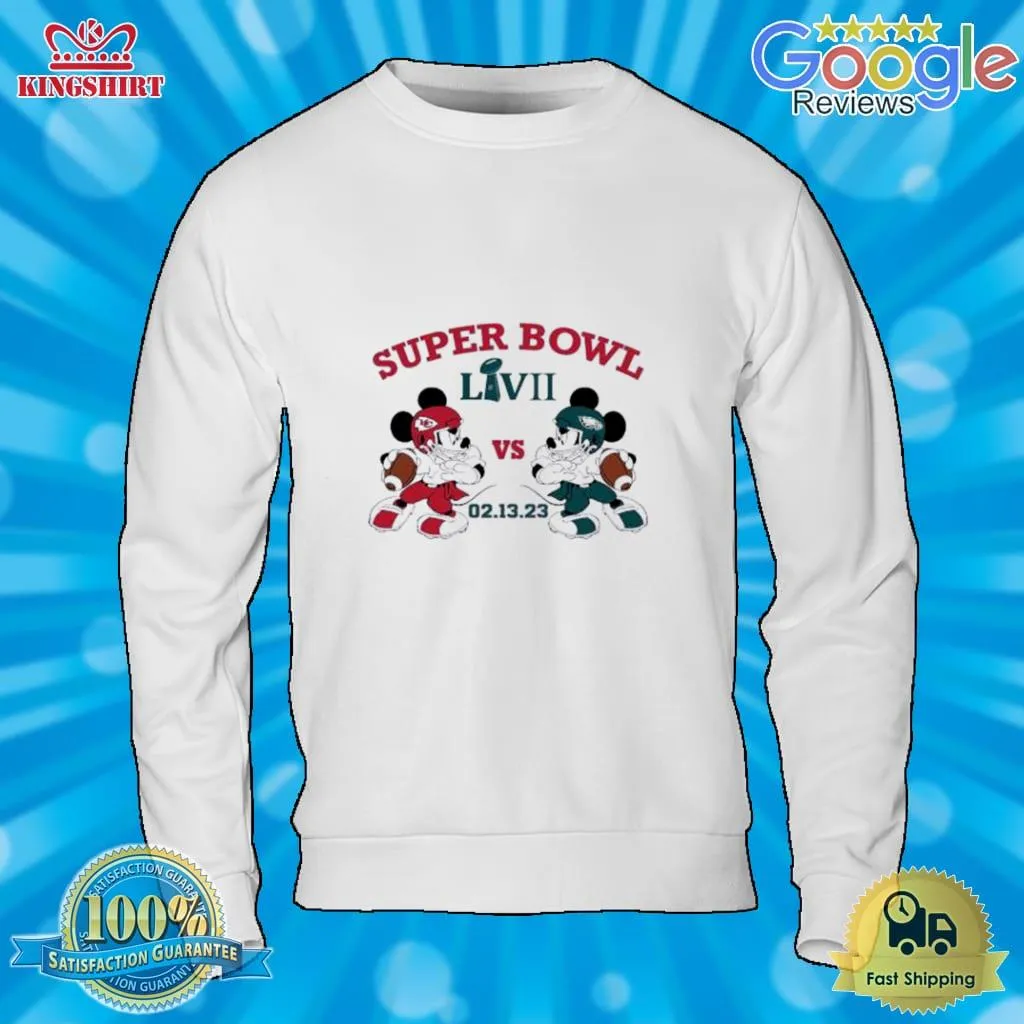 Mickey Mouse Eagles Vs Chiefs Super Bowl 2023 Shirt Size up S to 4XL
