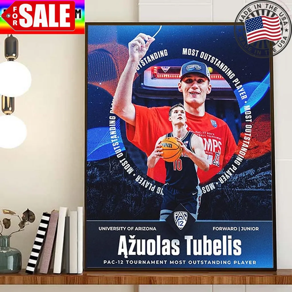 2023 Pac 12 Conference Mens Basketball Tournament Mop Is Azuolas Tubelis Of Arizona Wildcats Mens Basketball Home Decor Poster Canvas Trending