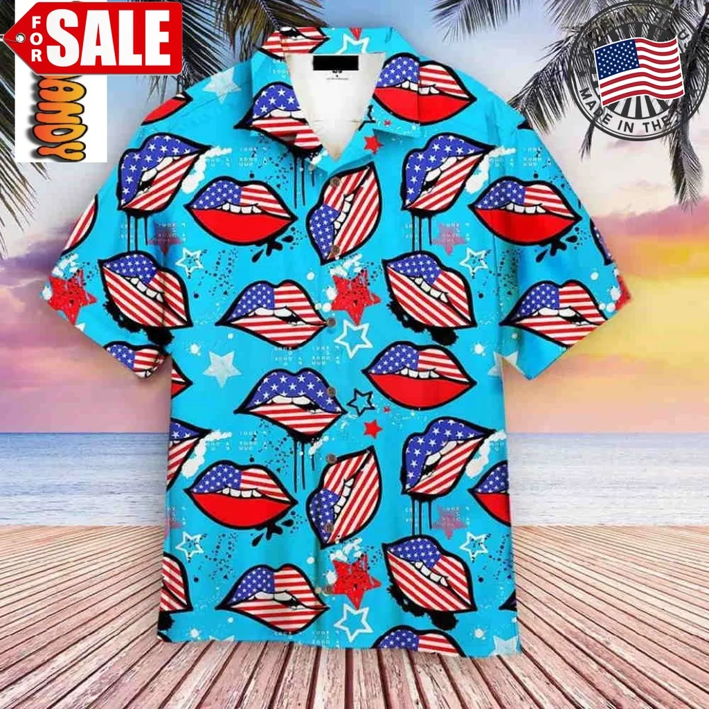 4Th Of July American Sexy Lips Hawaiian Shirt Plus Size Trending