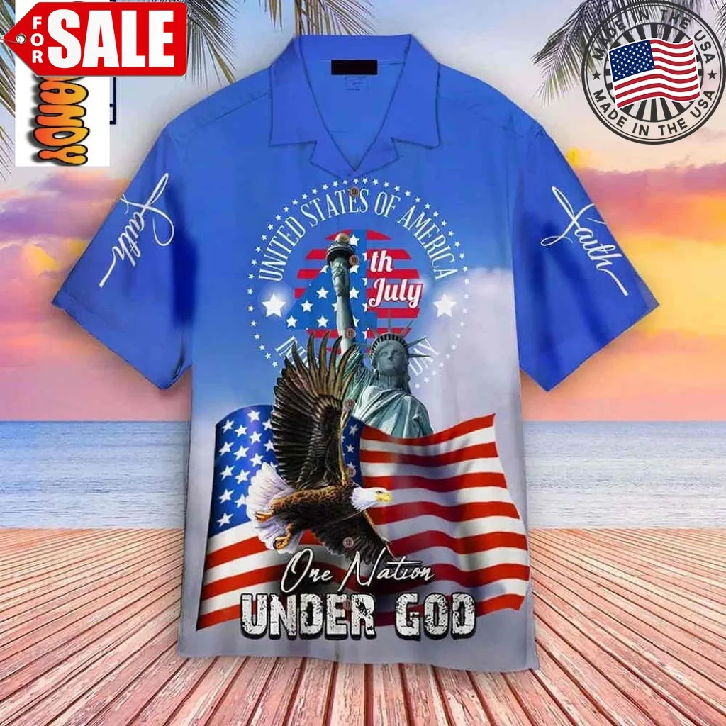 4Th Of July One Nation Under God Independence Day Hawaiian Shirt Size up S to 4XL