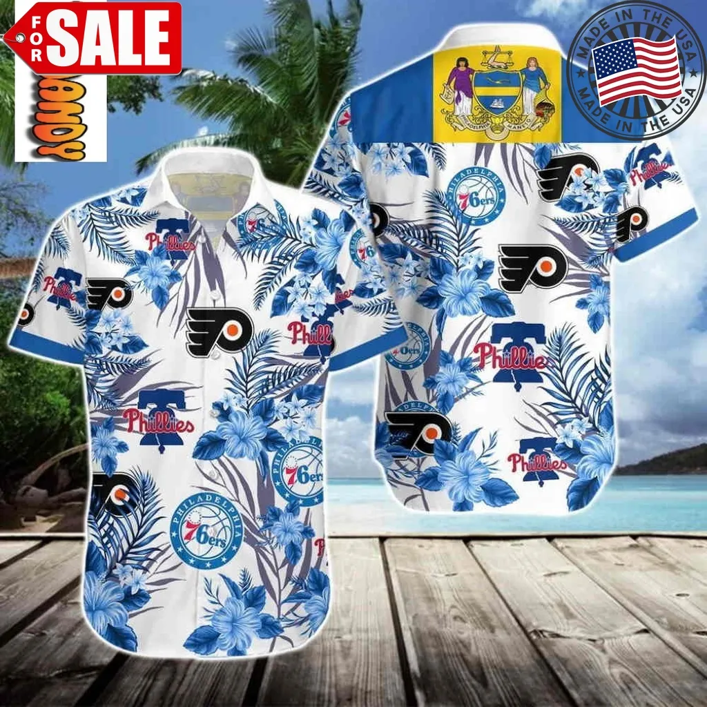 76Ers Phillies Flyers Hawaiian Shirt Size up S to 4XL