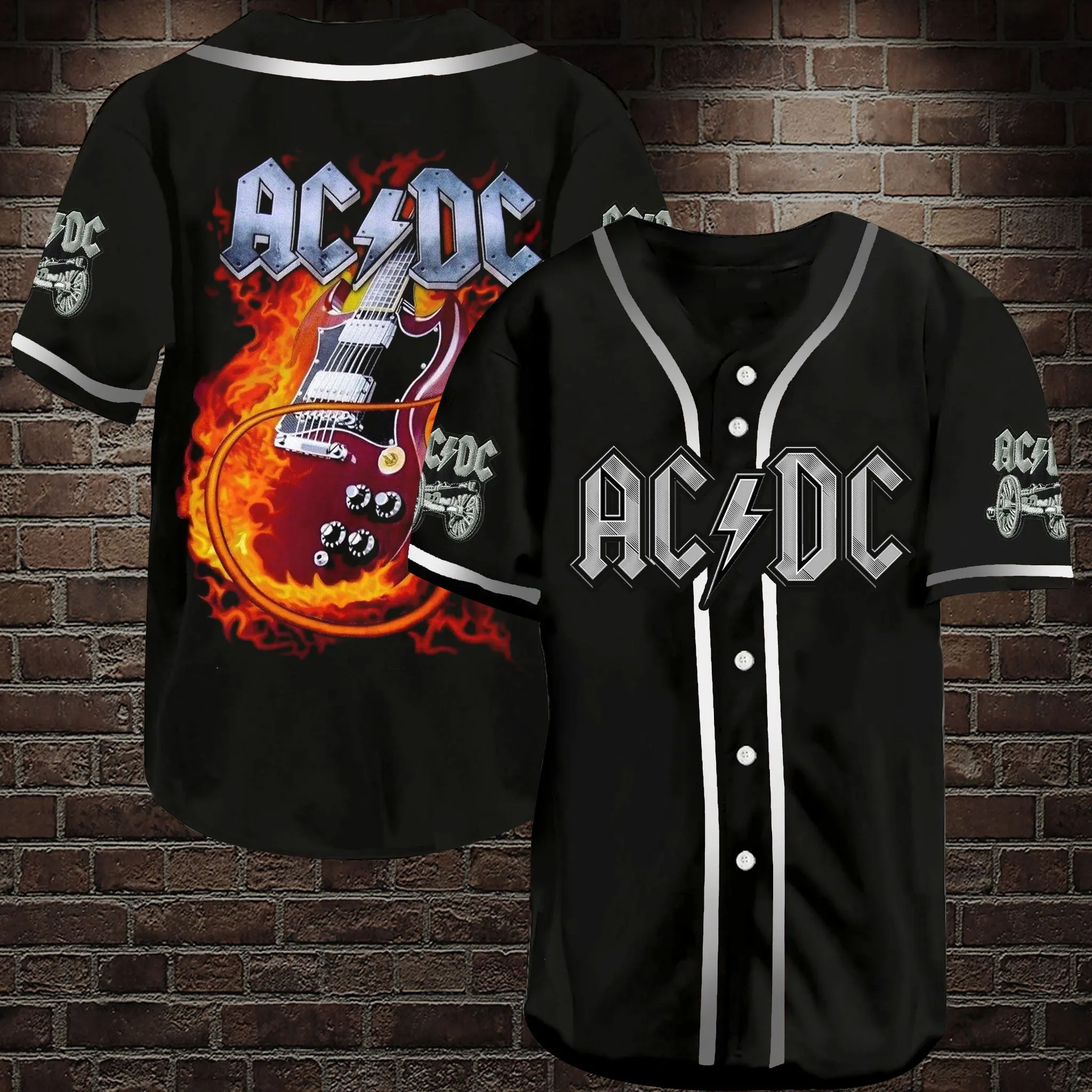 Acdc Electric Guitar Baseball Jersey Shirt Trending