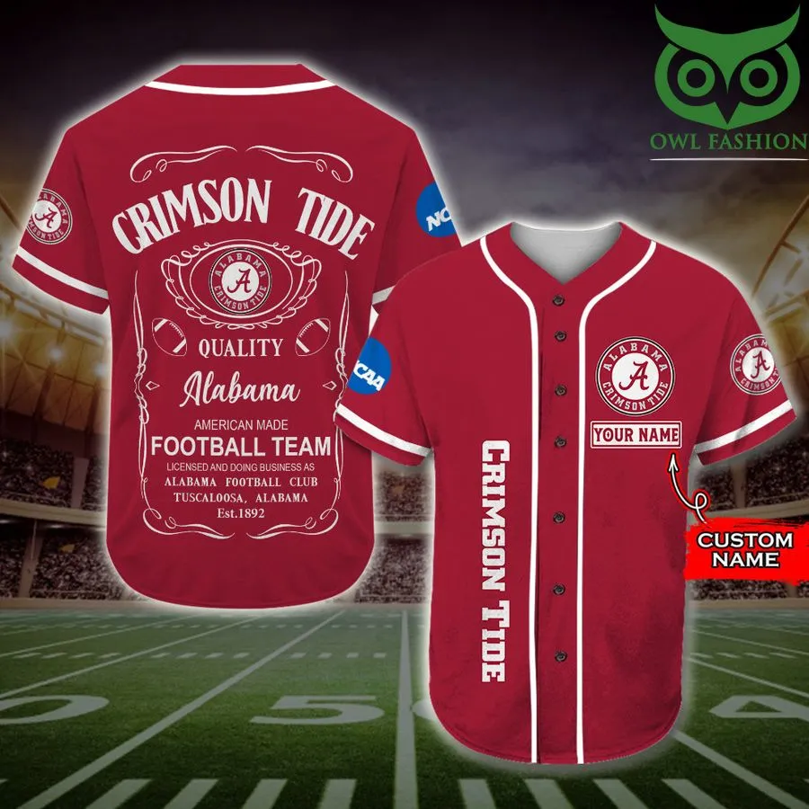 Alabama Crimson Tide Baseball Jersey Jack Daniel Ncaa Custom Name