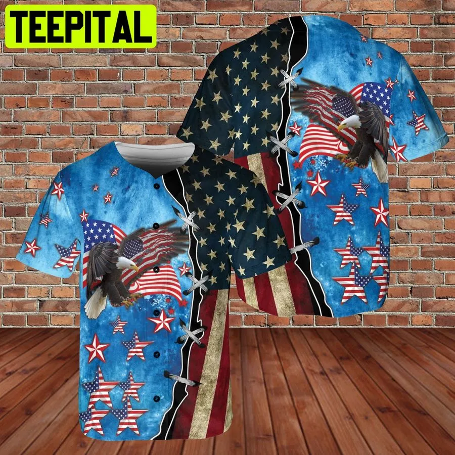 American Flag Eagle 4Th Of July Patriotic Usa 3D Aop Baseball Jersey Trending