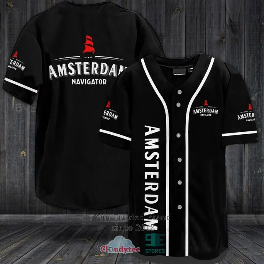Amsterdam Navigator Logo Black Baseball Jersey
