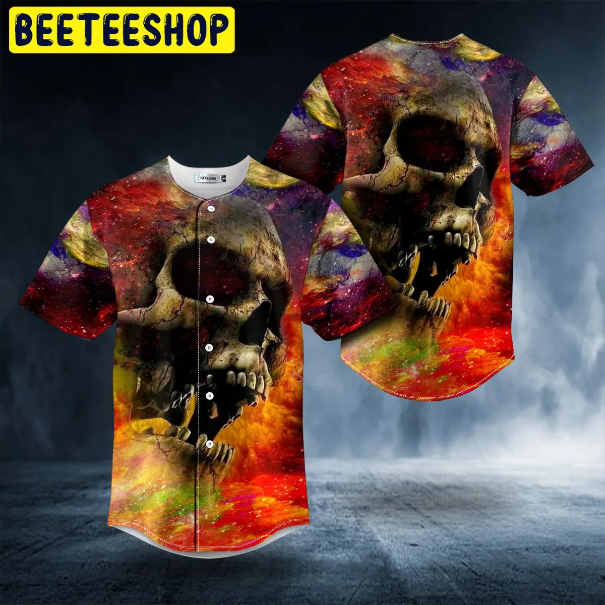 Angry Crack Color Explosion Skull Trending Baseball Jersey