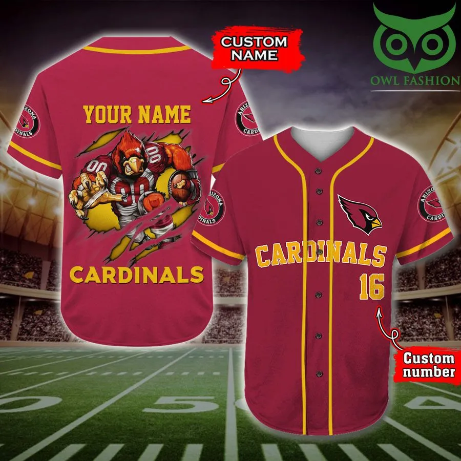 Arizona Cardinals Baseball Jersey Nfl Custom Name Number Baseball,Sunflower