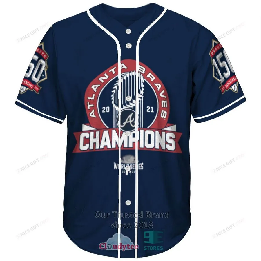 Atlanta Braves 2021 World Series Champions Blue Baseball Jersey Bluey Dad Shirt