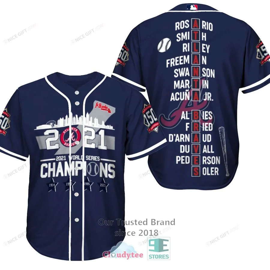 Atlanta Braves 2021 World Series Champions Players Name Baseball Jersey Trending
