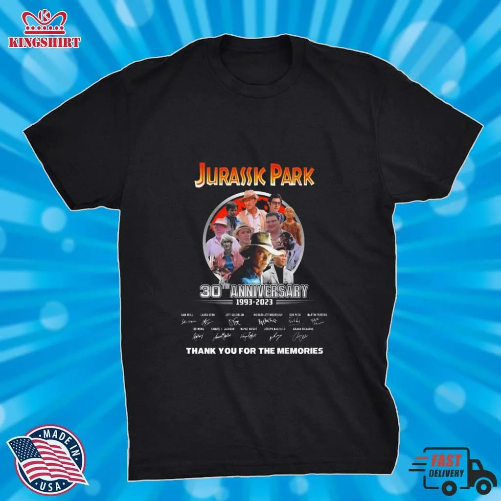 Jurassic Park 30Th Anniversary 1993  2023 Thank You For The Memories Signatures Shirt Size up S to 4XL