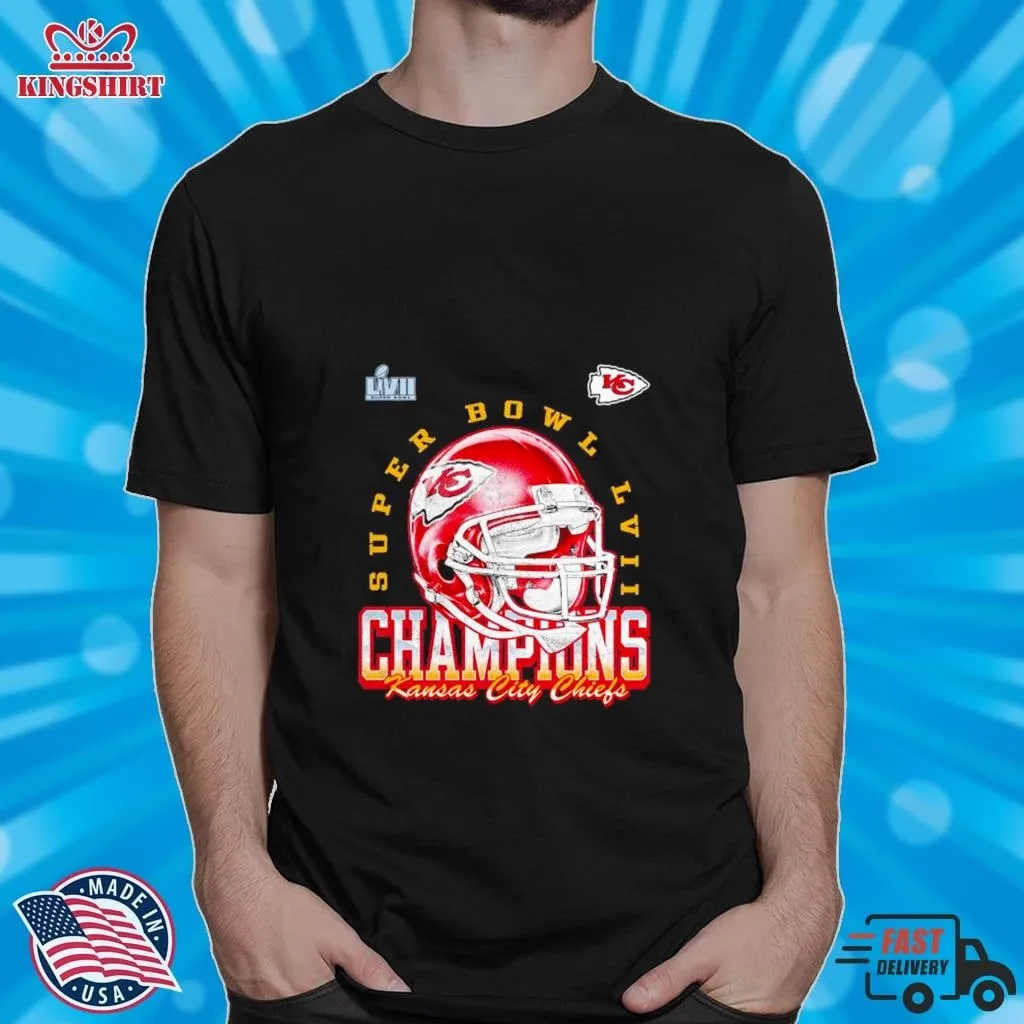 Kansas City Chiefs Super Bowl Champions Lvii Helmets Shirt Size up S to 5XL