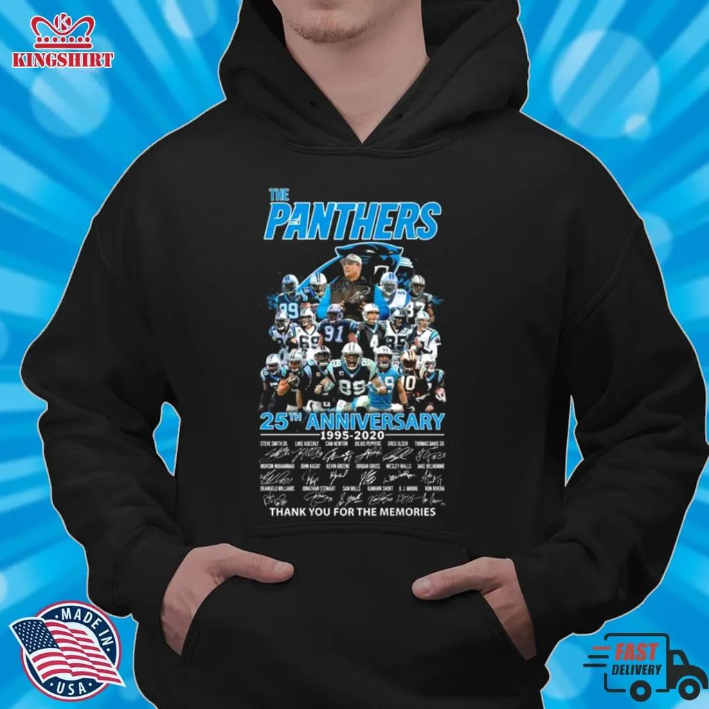 The Carolina Panthers 25Th Anniversary 1995 2023 Thank You For The Memories Signatures Shirt