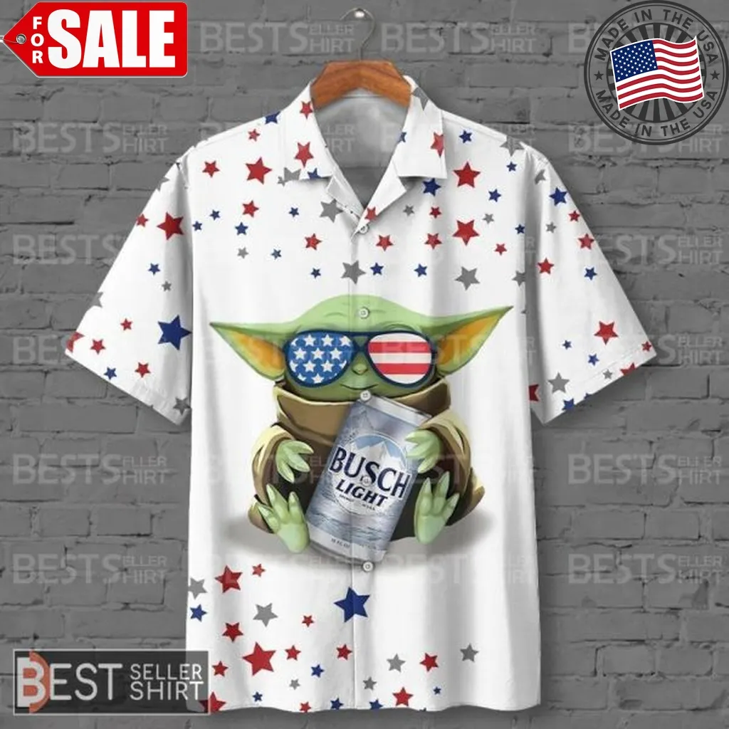 Baby Yoda American Flag Glasses Star Wars Hawaiian Shirt Four July Gift Unisex