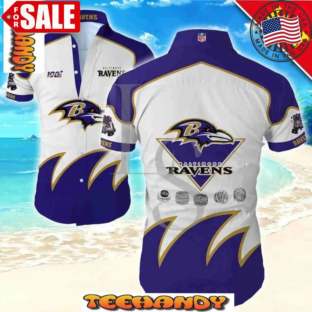 Baltimore Ravens 100Th Anniversary Hawaiian Shirt Size up S to 5XL