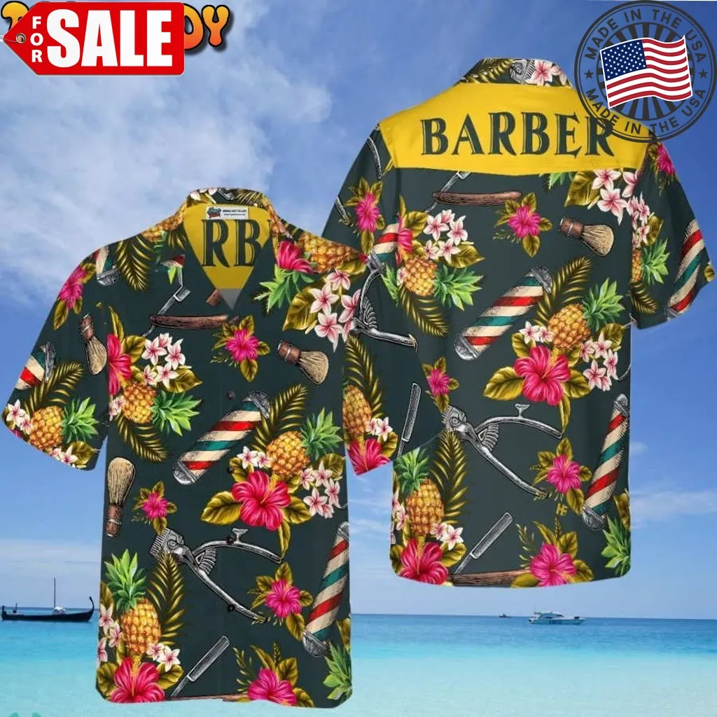 Barber Tools Tropical Leaves Hawaiian Shirt Size up S to 5XL