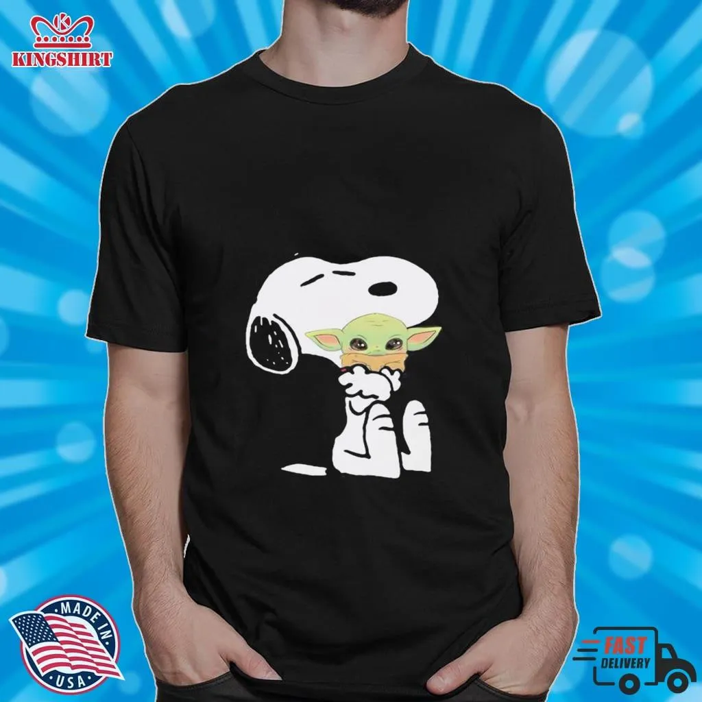 Disney Snoopy Hug Baby Yoda Shirt