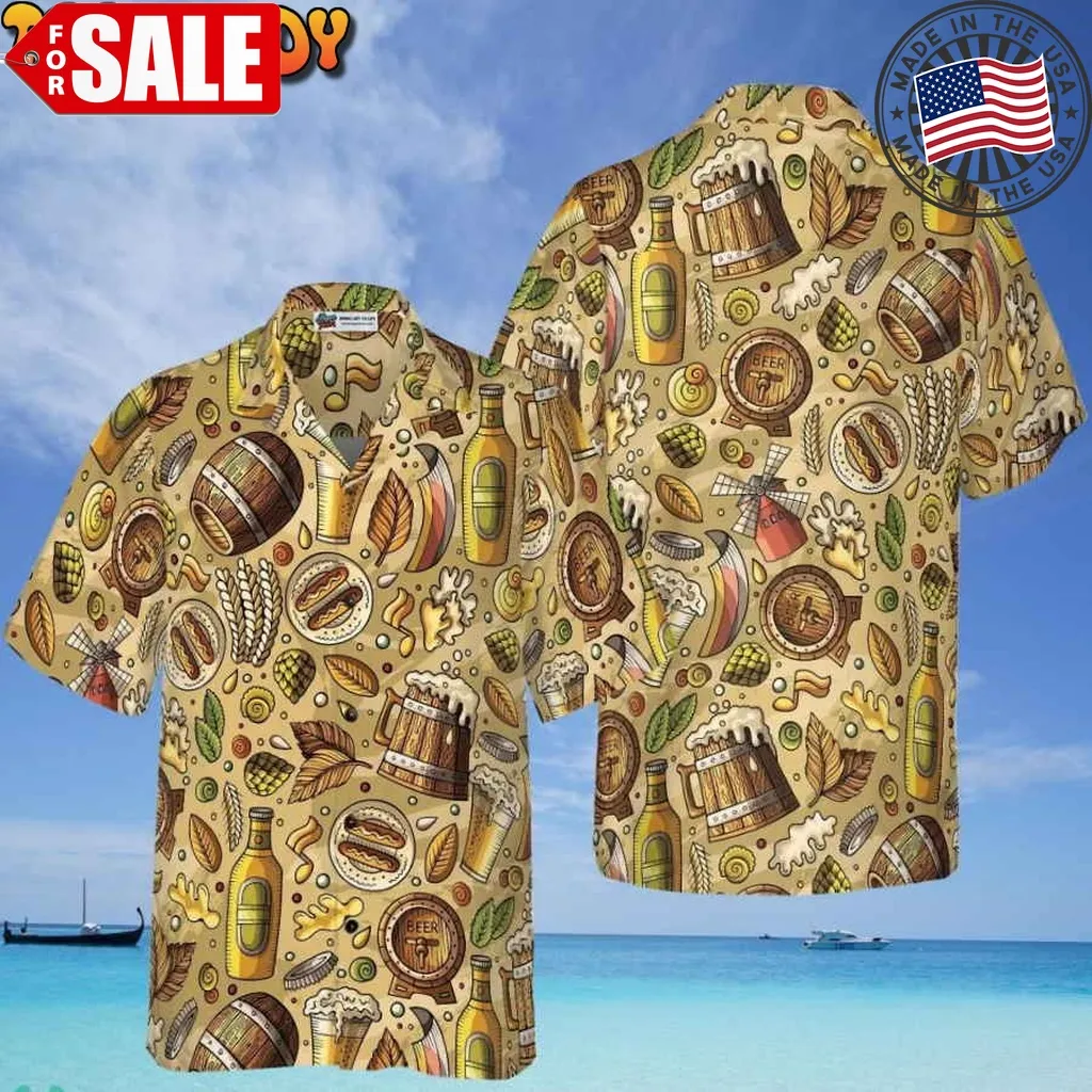 Beer Fest Seamless Pattern Hawaiian Shirt Size up S to 5XL