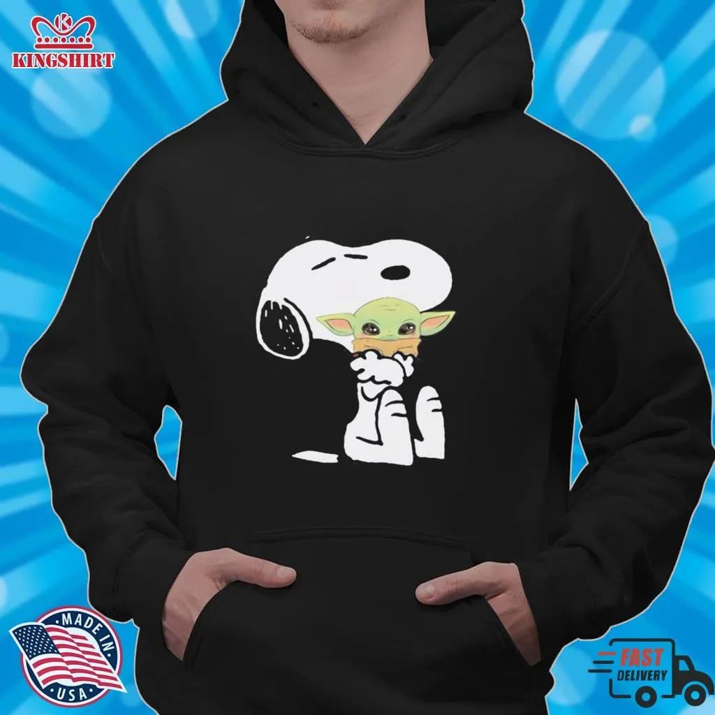 Disney Snoopy Hug Baby Yoda Shirt