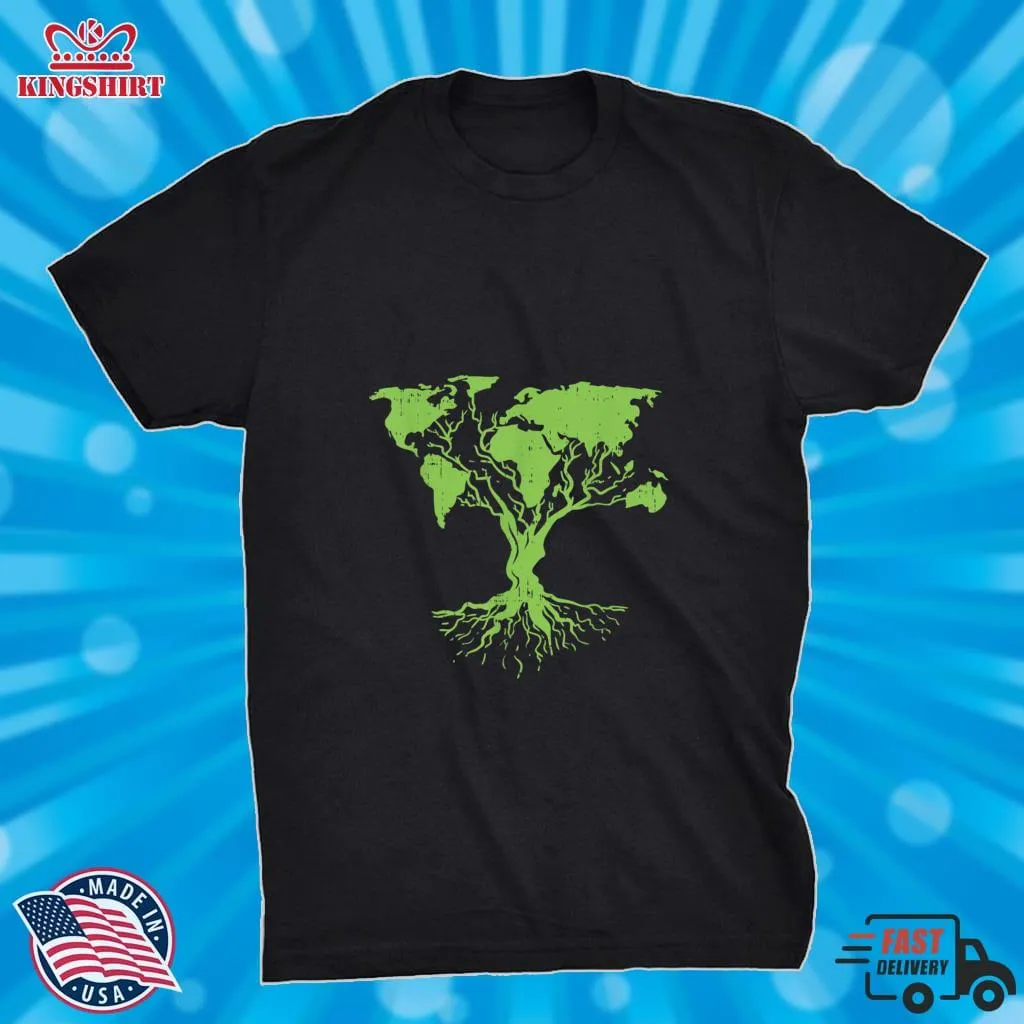Earth Day Shirt Cute World Map Tree Pro Environment Plant T Shirt
