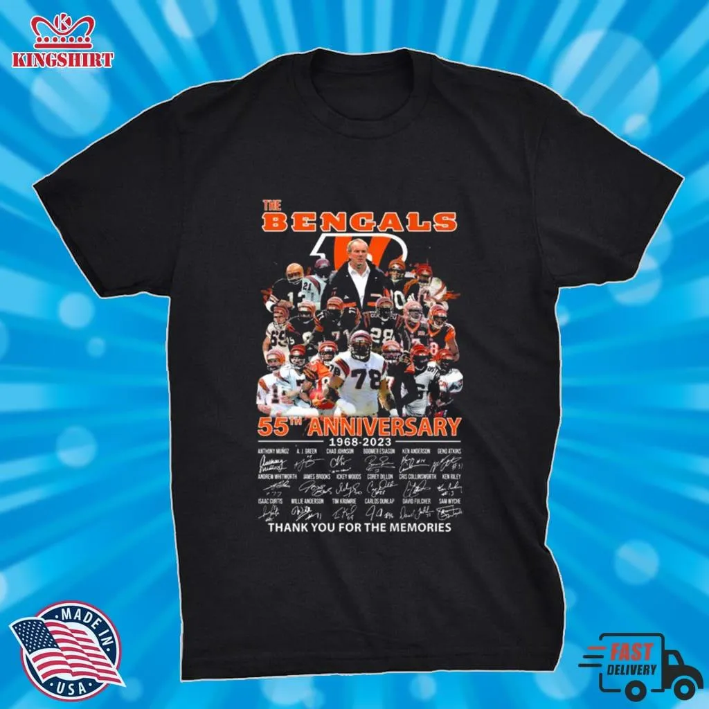 The Cincinnati Bengals 55Th Anniversary 1968 2023 Thank You For The Memories Signatures Shirt