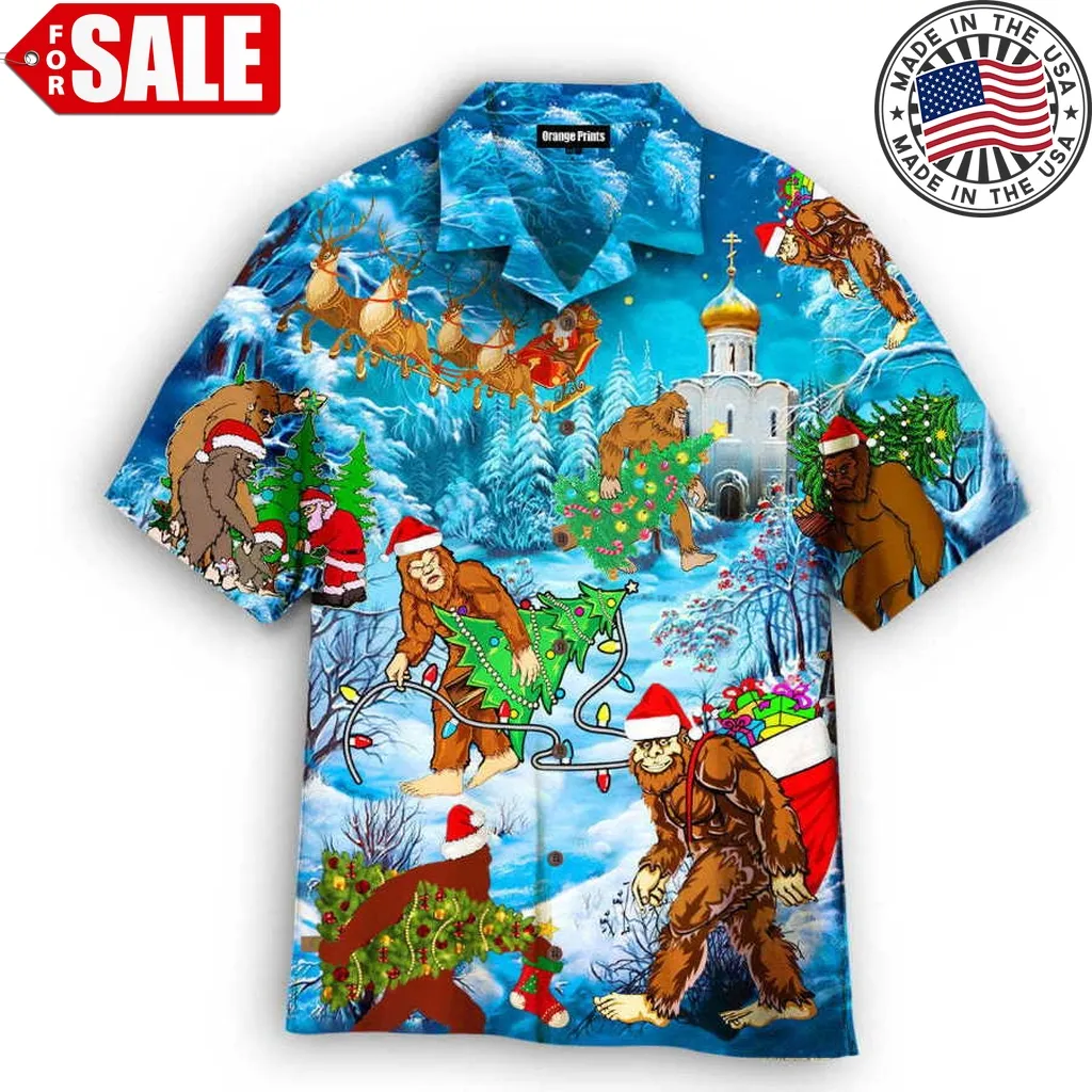 Bigfoot At Christmas Hawaiian Shirt Plus Size
