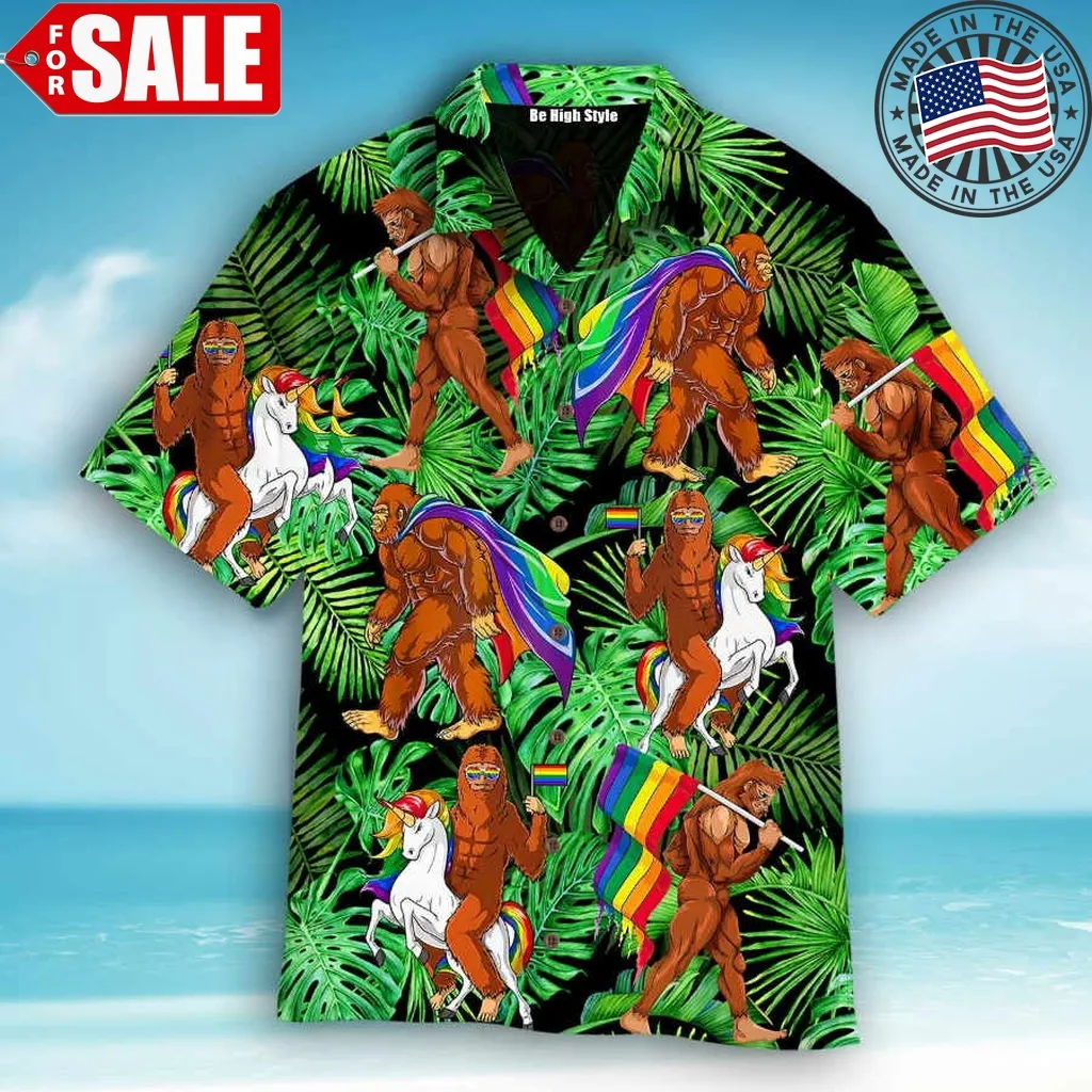 Bigfoot Gay Proud Of Lgbt Rainbow Flag Hawaiian Shirt Plus Size