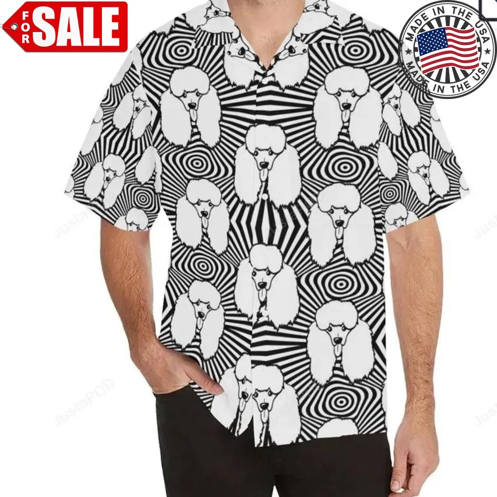 Black And White Poodle Pattern Men All Over Print Hawaiian Shirt Unisex