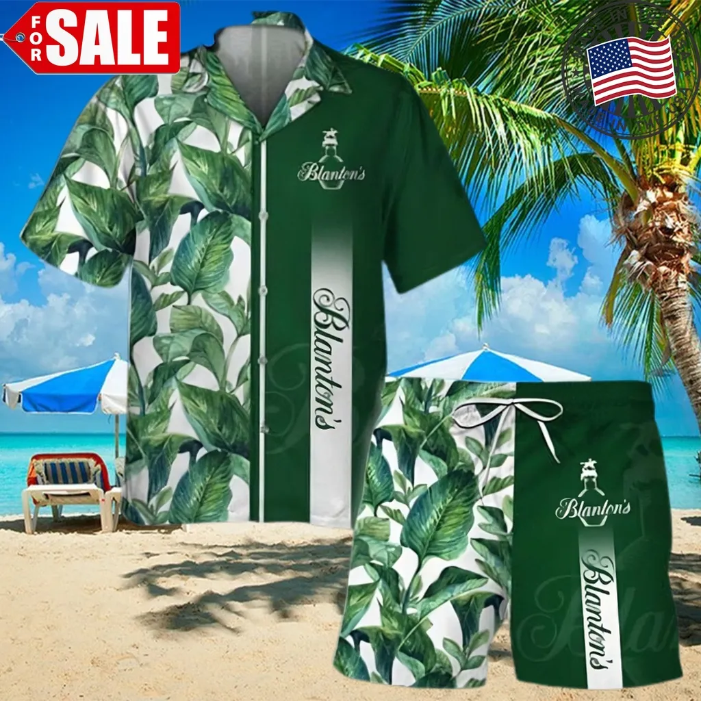 Blanton S Bourbon Tropical Leaf Short Sleeve Hawaiian Shirt Plus Size