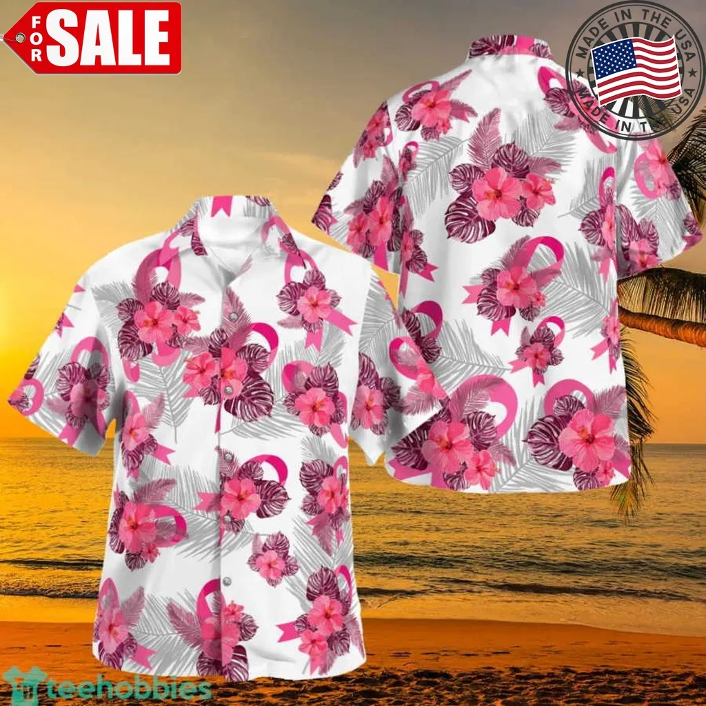 Breast Cancer Awareness Tropical Aloha Hawaiian Shirt Size up S to 5XL