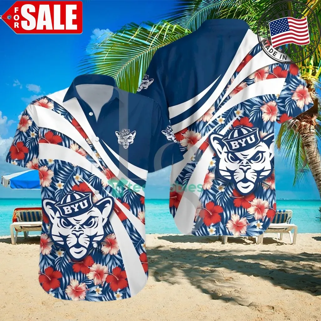Byu Cougars Ncaa Hibiscus Tropical Flower Hawaiian Shirt Size up S to 5XL