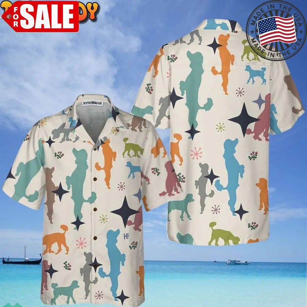 Christmas Poodle Seamless Pattern Hawaiian Shirt Size up S to 5XL