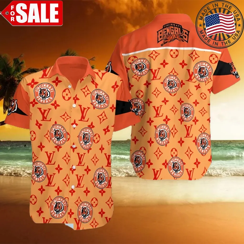 Cincinnati Bengals And Lv Pattern Summer Hawaiian Beach Shirt Plus Size