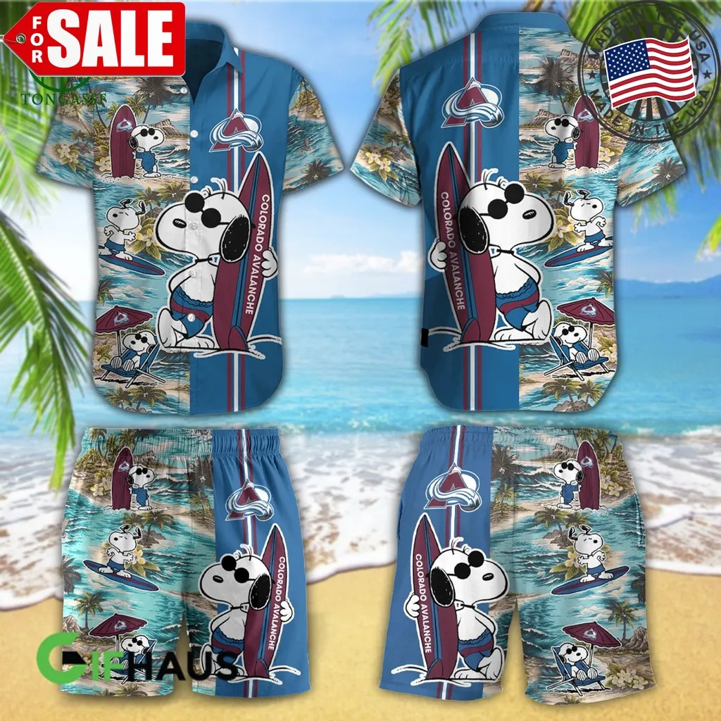 Colorado Avalanche Snoopy Hawaiian Shirts Shorts Plus Size
