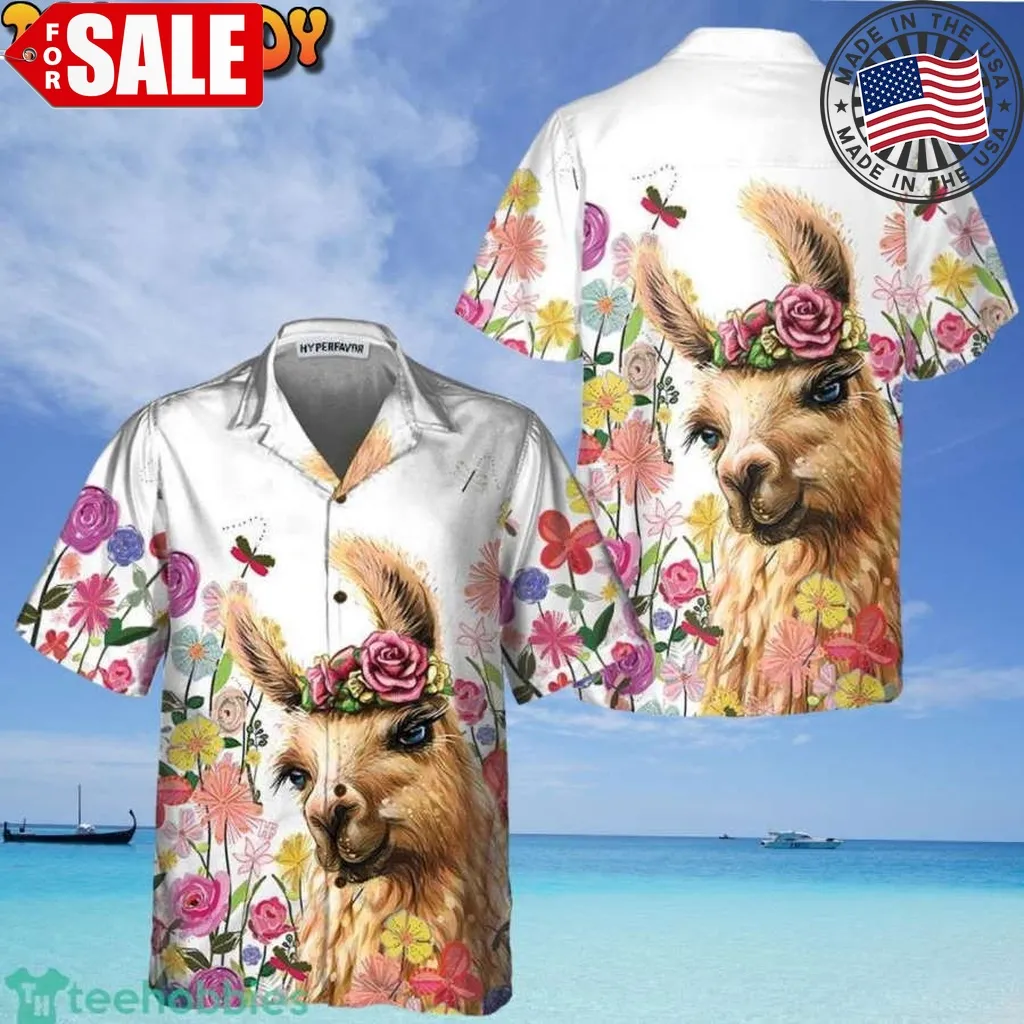 Colorful Flower With Alpaca Hawaiian Shirt Plus Size