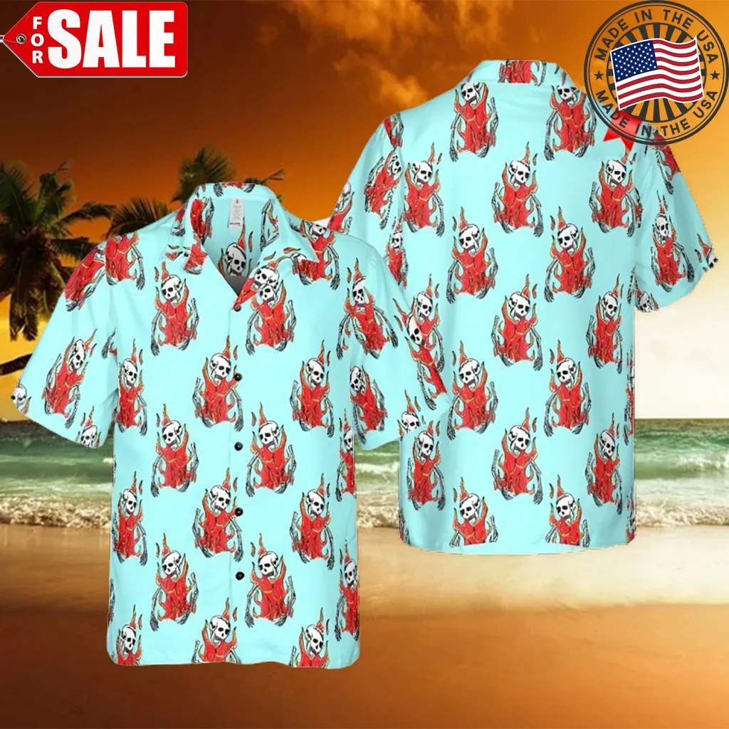 Concert Flaming Skulls Hawaiian Summer Shirt Unisex