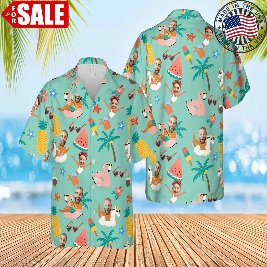 Custom Hawaiian Shirt With Face For Women Men Hawaii Photo Size up S to 5XL