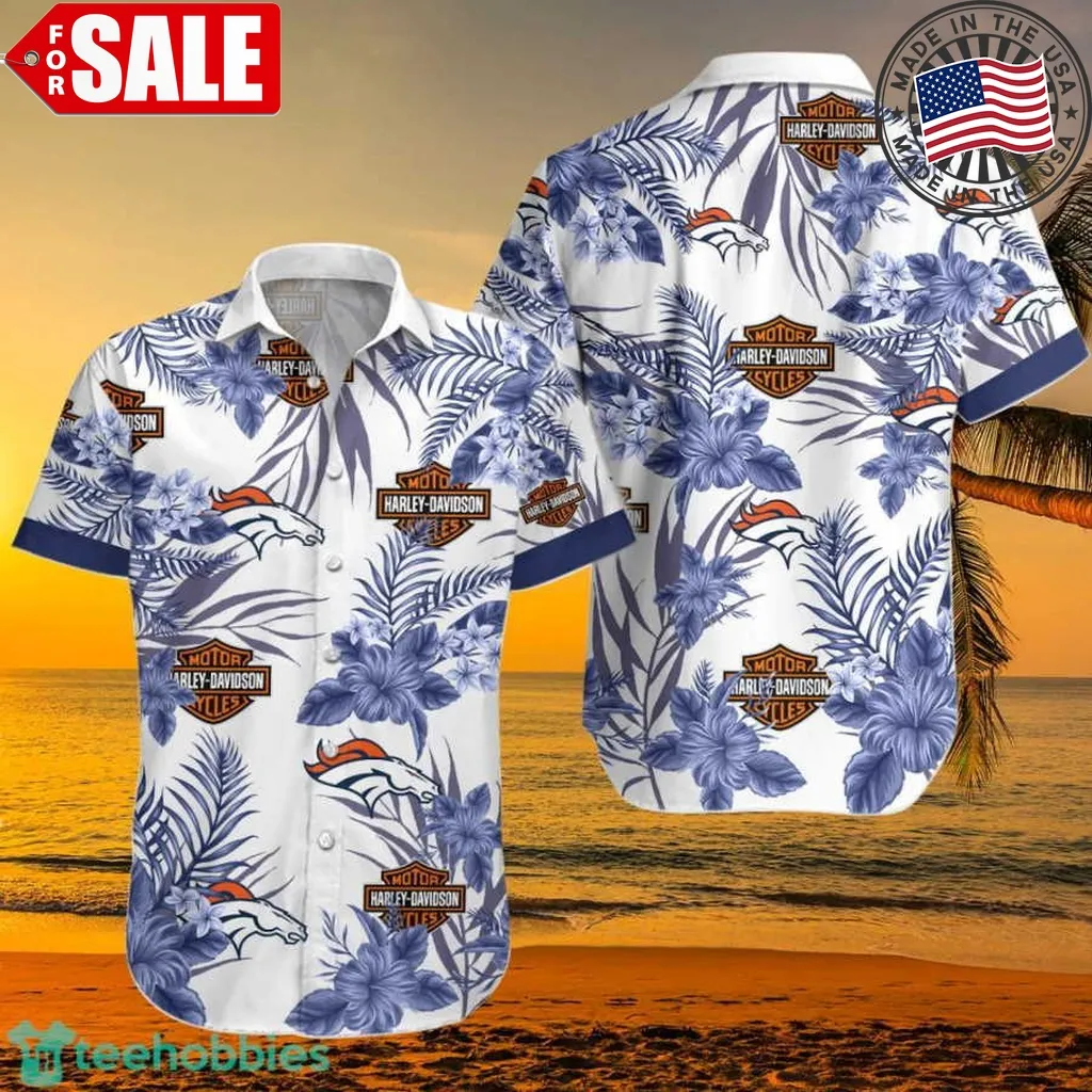 Denver Broncos Nfl Harley Davidson Tropical Hawaiian Shirt Size up S to 5XL