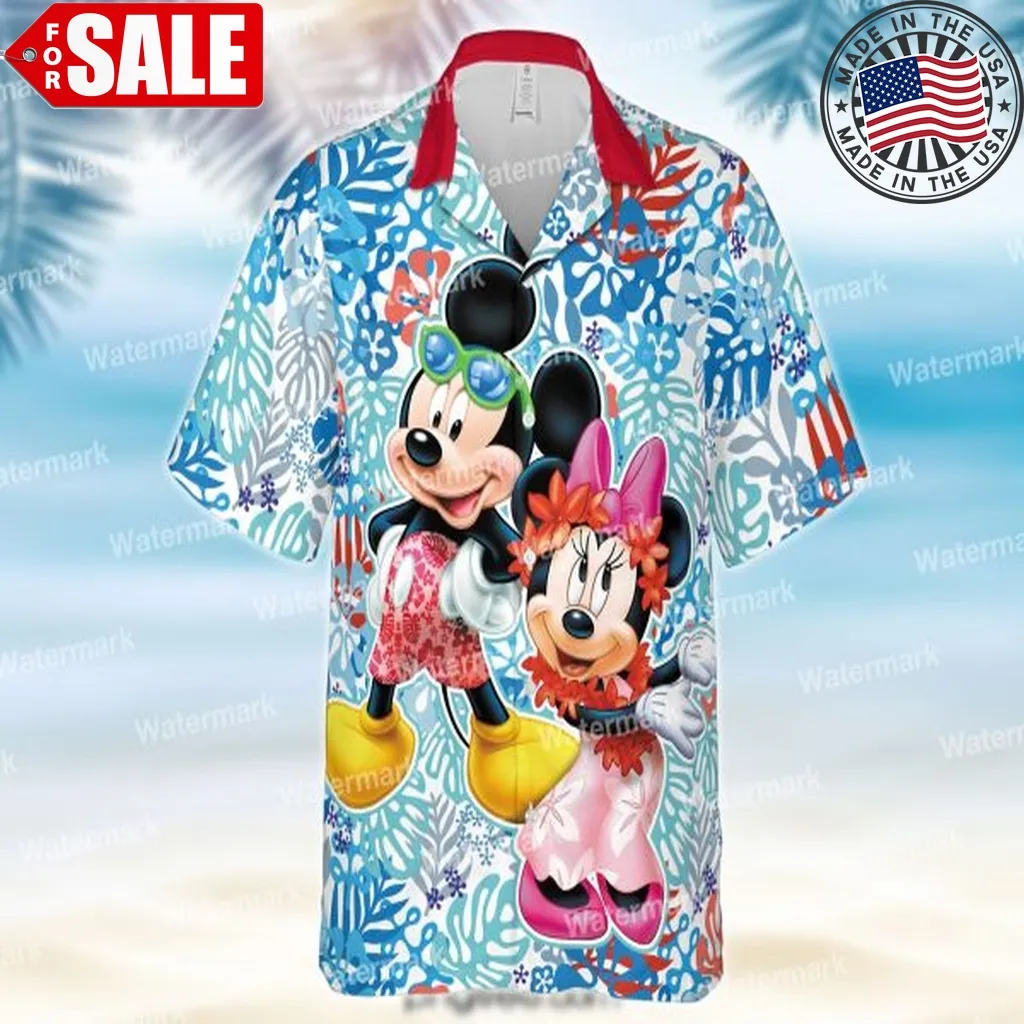 Disney Mickey And Minnie Mouse Aloha Costume Vintage Floral Disney Hawaiian Shirt Mens Womens Youth Unisex