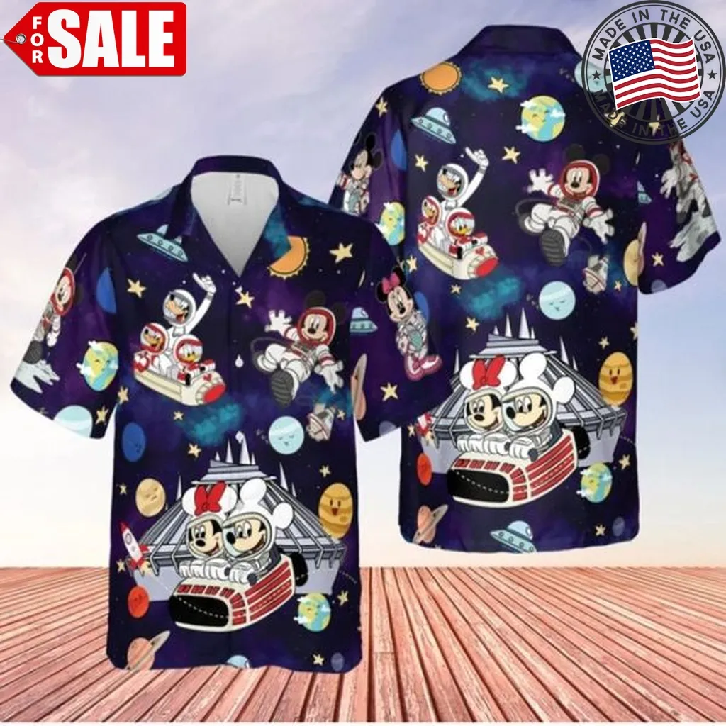 Disney Mickey Mouse And Minnie Mouse Spaceship Adventure Disney Hawaiian Shirt Mens Womens Youth Unisex