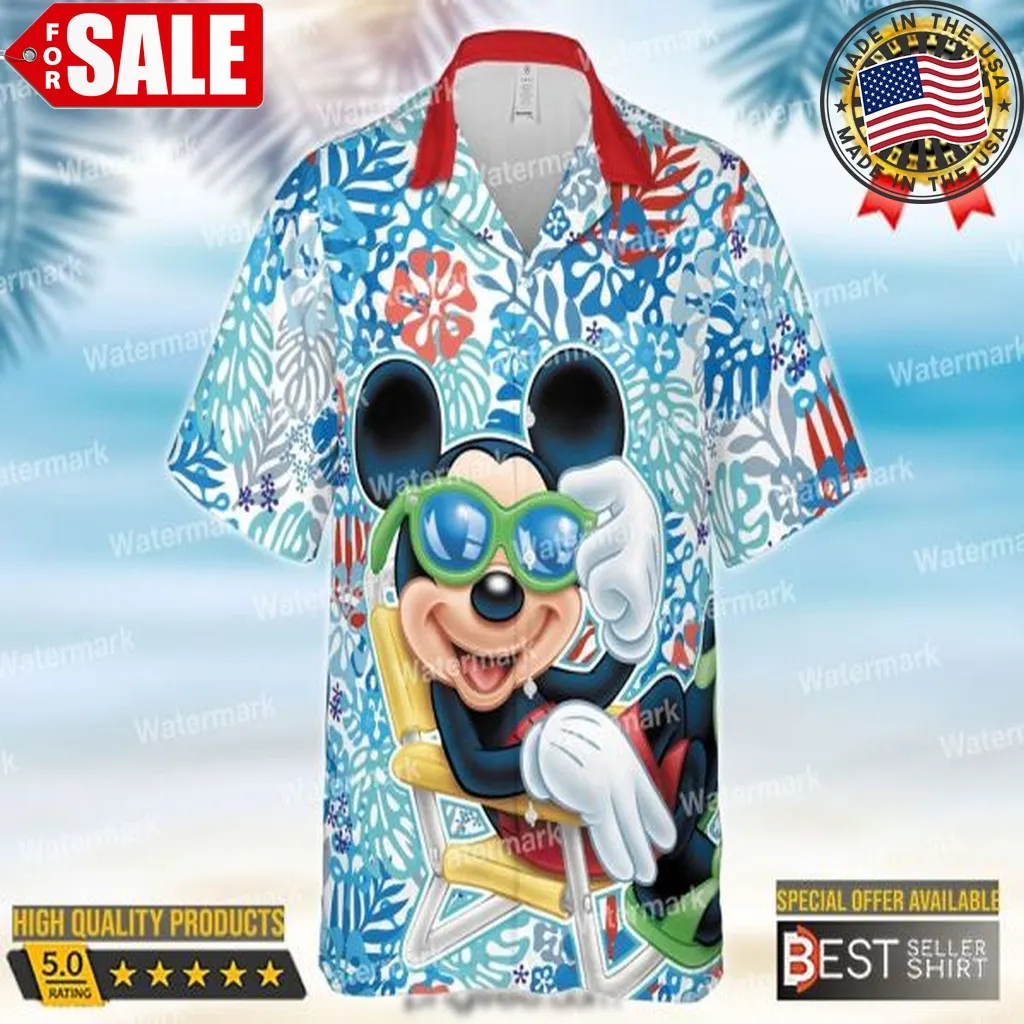 Disney Mickey Mouse Sunglasses Vintage Floral Disney Hawaiian Shirt Mens Womens Youth Size up S to 5XL