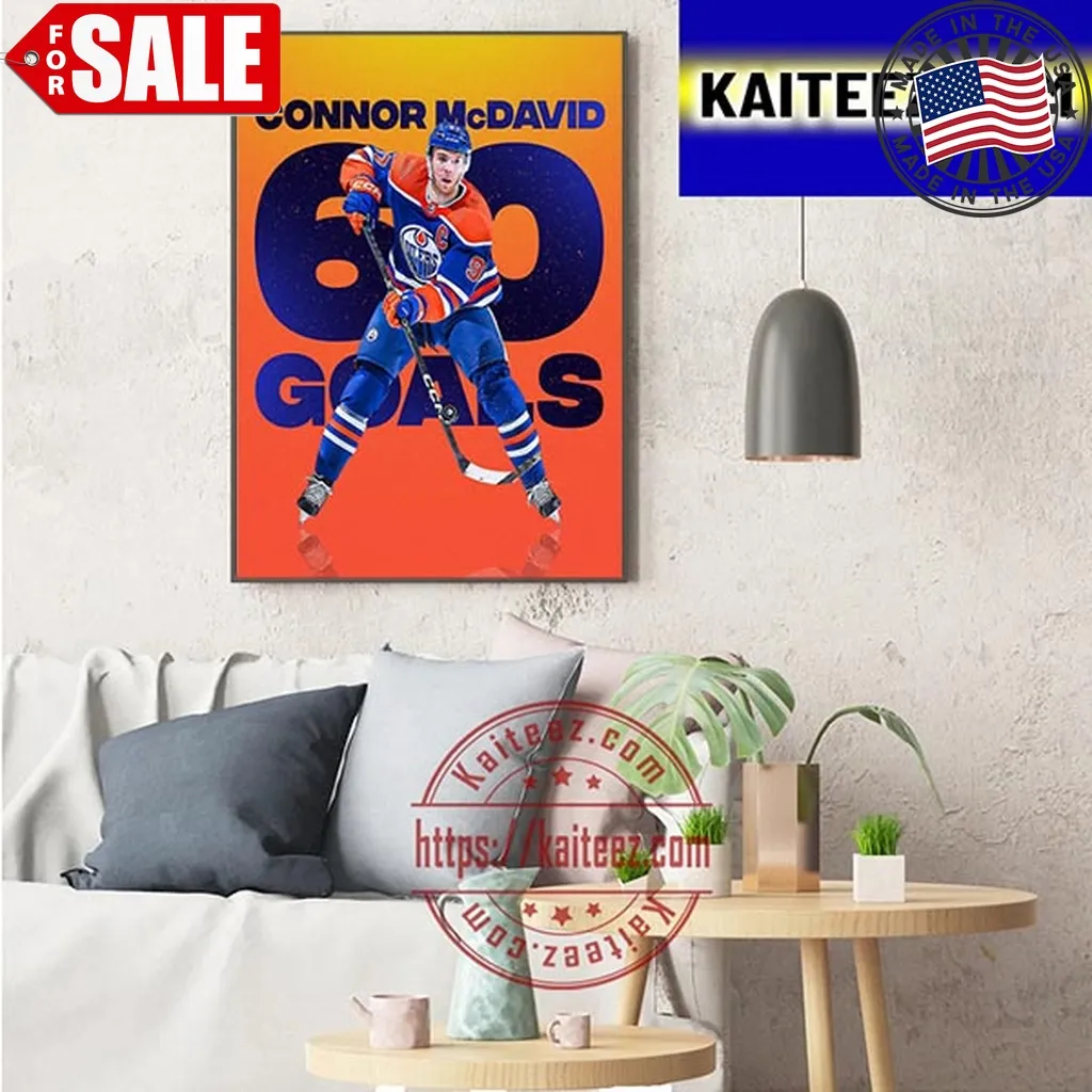 Edmonton Oilers Connor Mcdavid 60 Goals In Nhl Art Decor Poster Canvas I Heart Hot Moms Shirt