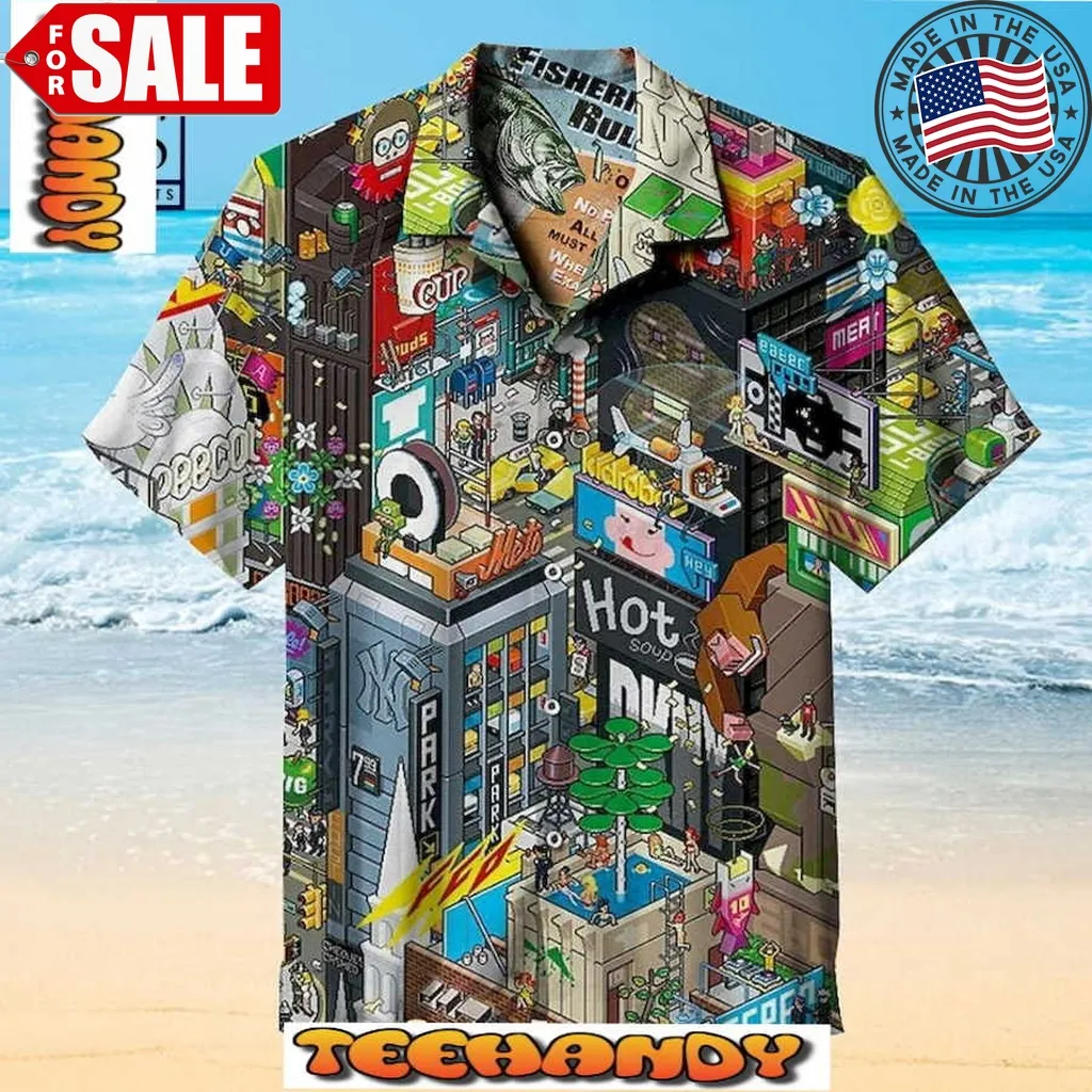 Explore The Pixel Style New York Times Square Hawaiian Shirt Size up S to 5XL